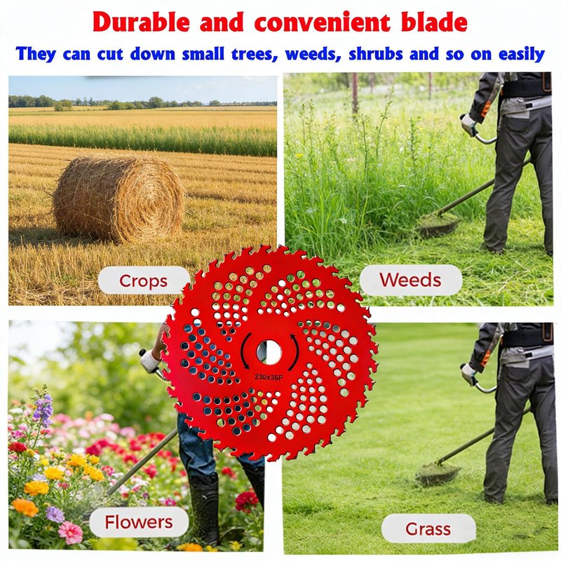 10inch 80T Brush Cutter Blade and 9inch 36T Weed Eater Blade with Heat Dissipation Holes, Steel Weed Eater Blades with Adapter Kit Compatible with Husqvarna Stihl Trimmer