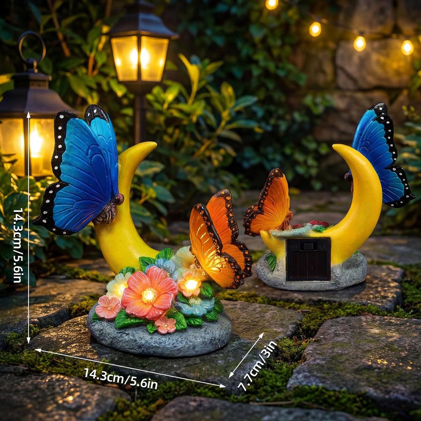 Rempry Solar Garden Butterfly Statue Decor for Yard Lawn Patio Outdoor, Unique Thanksgiving Anniversary Housewarming Decoration Gifts for Mom Grandma Women