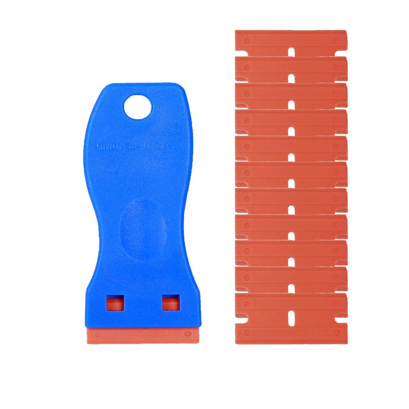 CANOPUS Plastic Scraper with 10 Plastic Razor Blades, Sticker Remover, Scraper Tool for Kitchen, Window, Glass, Decals, Labels, Stove Top, Paint