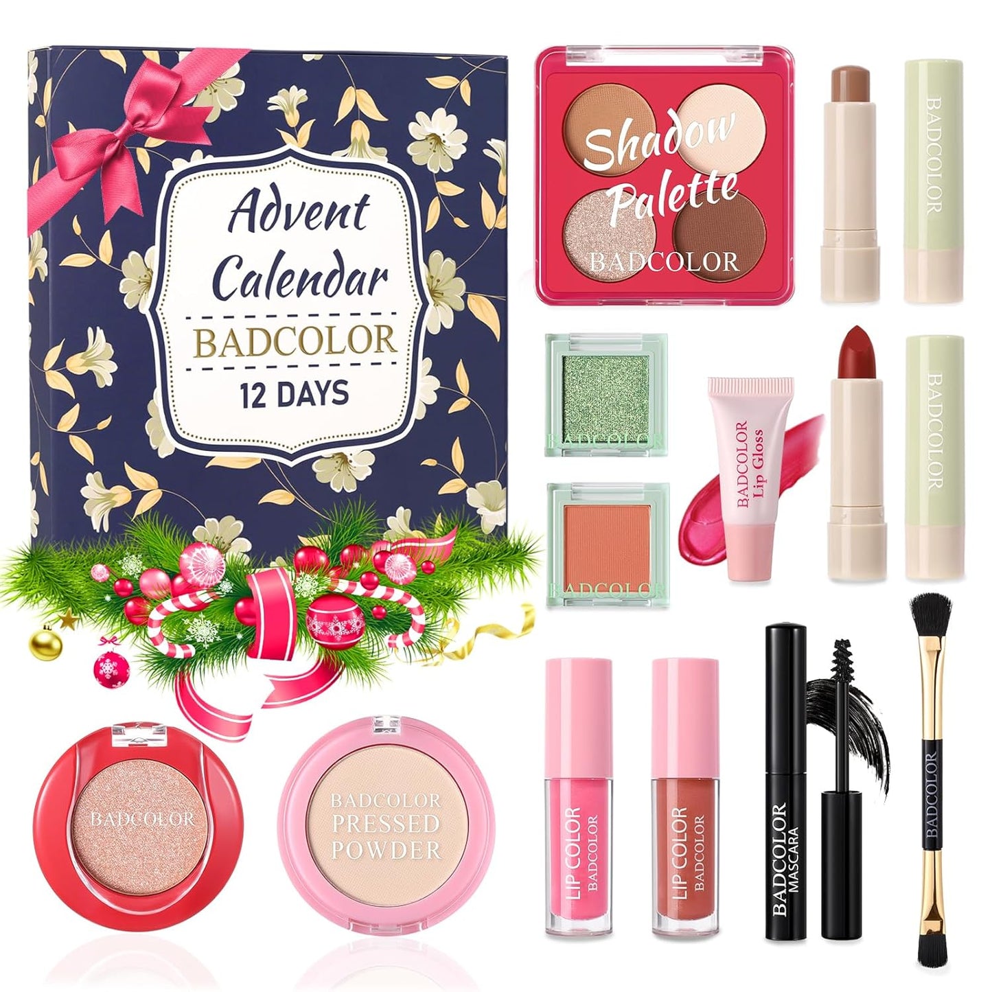 Advent Calendar 2025 - 12 Days Christmas Countdown Makeup Gift Set | Full Cosmetics Kit for Women & Teens