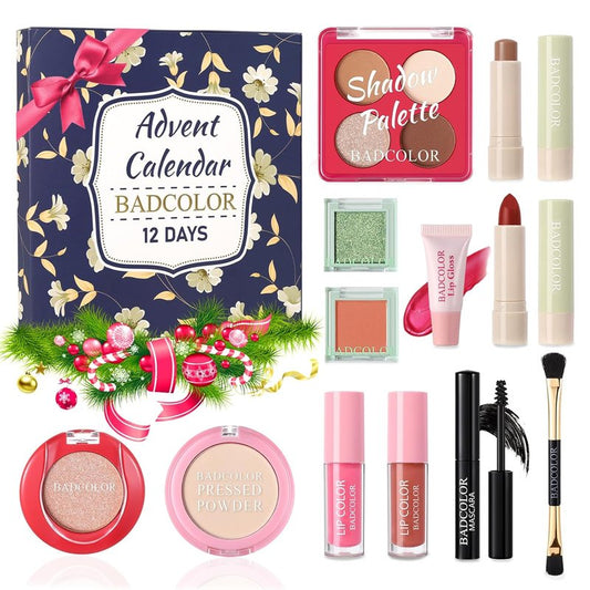 Advent Calendar 2025 - 12 Days Christmas Countdown Makeup Gift Set | Full Cosmetics Kit for Women & Teens