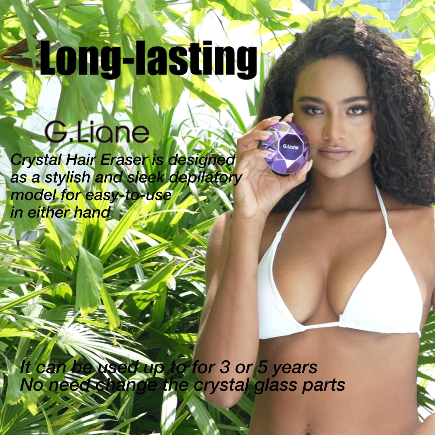 G.Liane Crystal Hair Eraser,Painless Nano Hair Remover Exfoliation,Gentle and Efficient Glass Hair Removal Device Without Waxing,Natural Epilator for Women and Men(Violet)