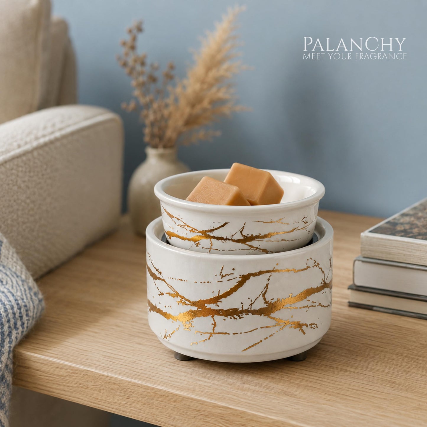 PALANCHY Wax Melt Warmer Ceramic 3-in-1 Oil Burner Electric Candle Wax Warmer Burner Melter Fragrance Warmer for Scented Waxs Home Office Bedroom Aromatherapy Gift & Decor