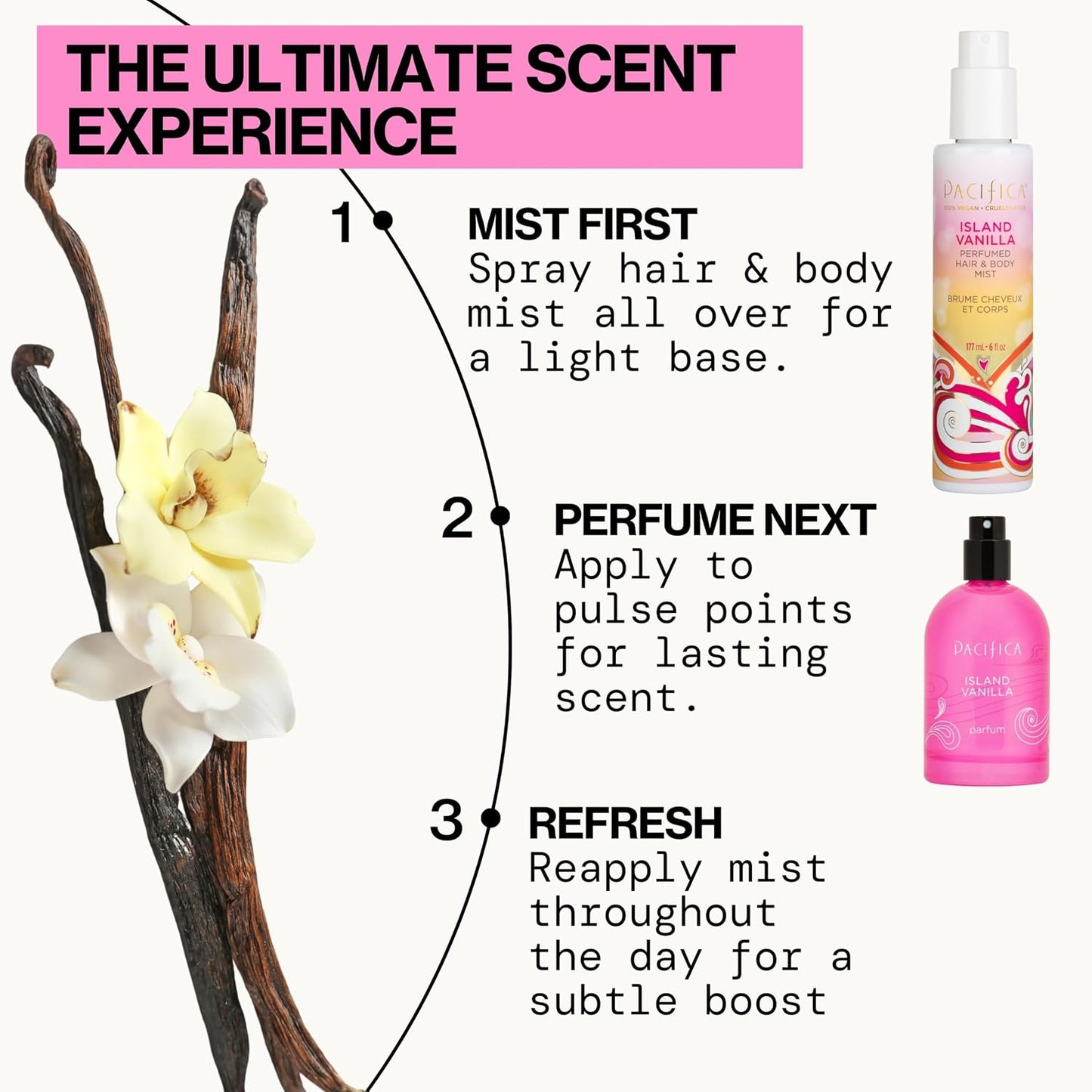 Pacifica Island Vanilla Hair Mist | Mood-Lifting Perfume Spray, Paraben-Free, Vegan, 6 oz
