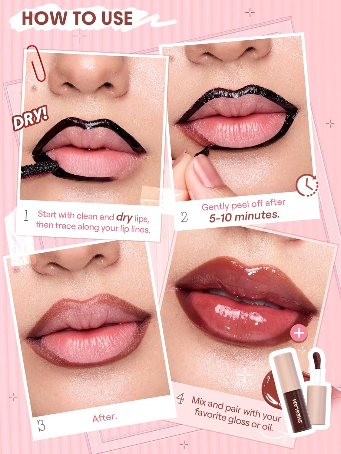 Fall In Line Peel Off Lip Liner Stain - Long Lasting Transfer-Proof Nude Tint | Cherry Bark