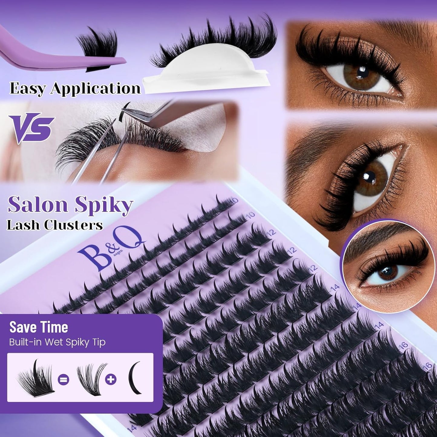 Manga Lash Clusters - Wet-Look Individual Eyelashes | Salon Volume D Curl 10-18mm, 156PCS Reusable DIY Extensions