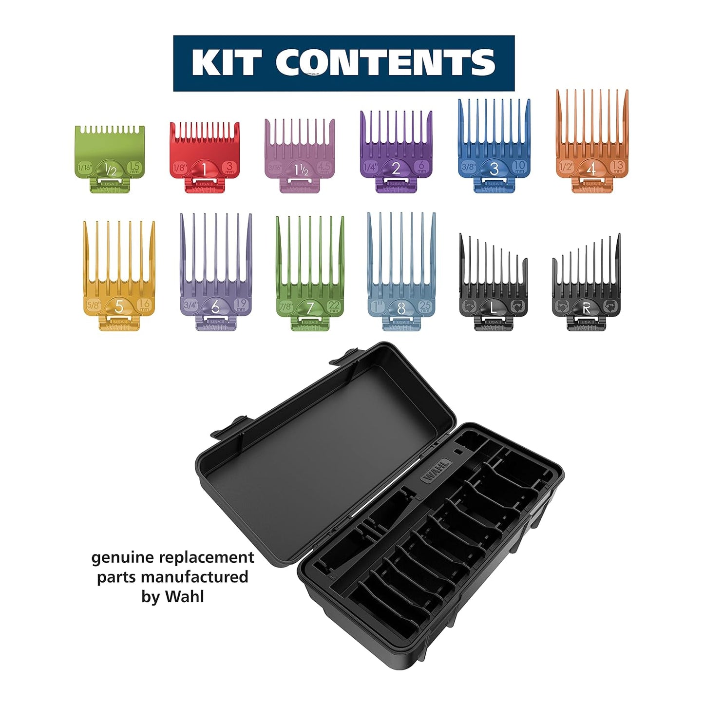 Wahl Clipper Secure-Fit™ Attachment Guard Kit | 14-Piece Color Pro Guide Combs Set