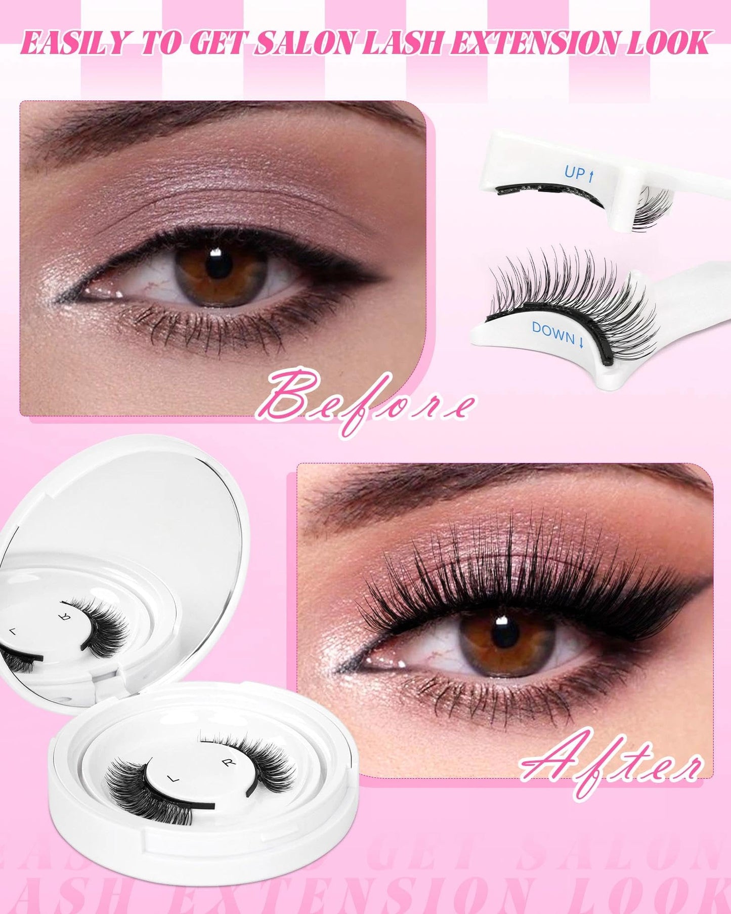 EMEDA Magnetic Eyelashes Natural Look No Glue Reusable Magnetic Lashes with Applicator, Faux Mink Lashes Lightweight & Comfortable for Women Sensitive Eyes Daily Makeup with Mirror Case (Natural)