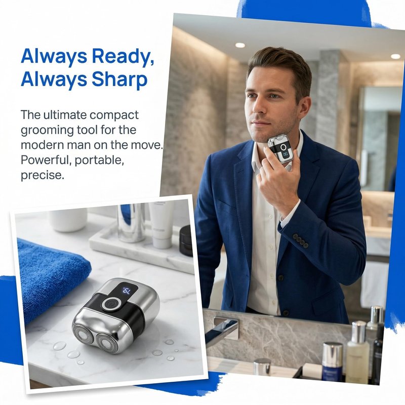 Electric Shaver for Men, 2026 New Painless Portable Dual Head Pocket Travel Electric Shavers, Waterproof Wet Dry Cordless Electric Razor