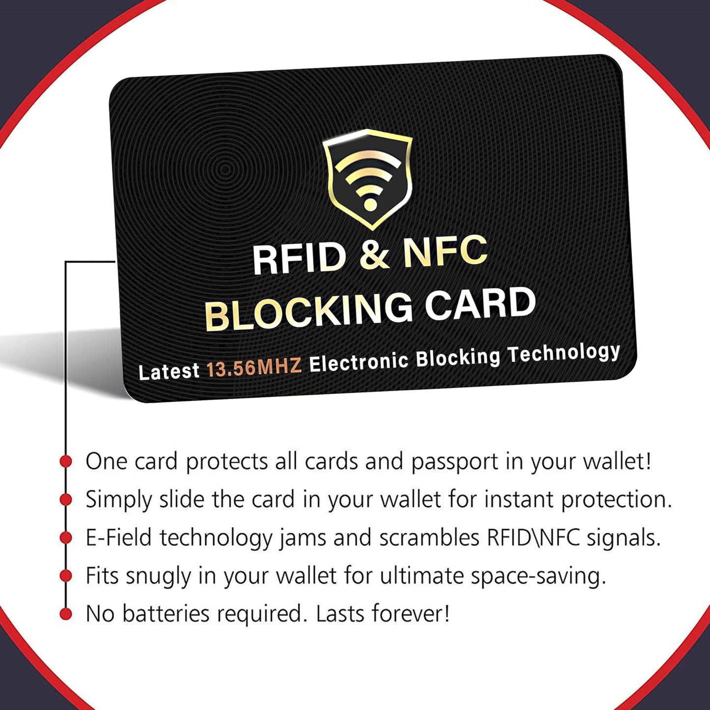 SaiTech IT 5 Pack RFID Blocking Card for Credit Debit ID Card, Black