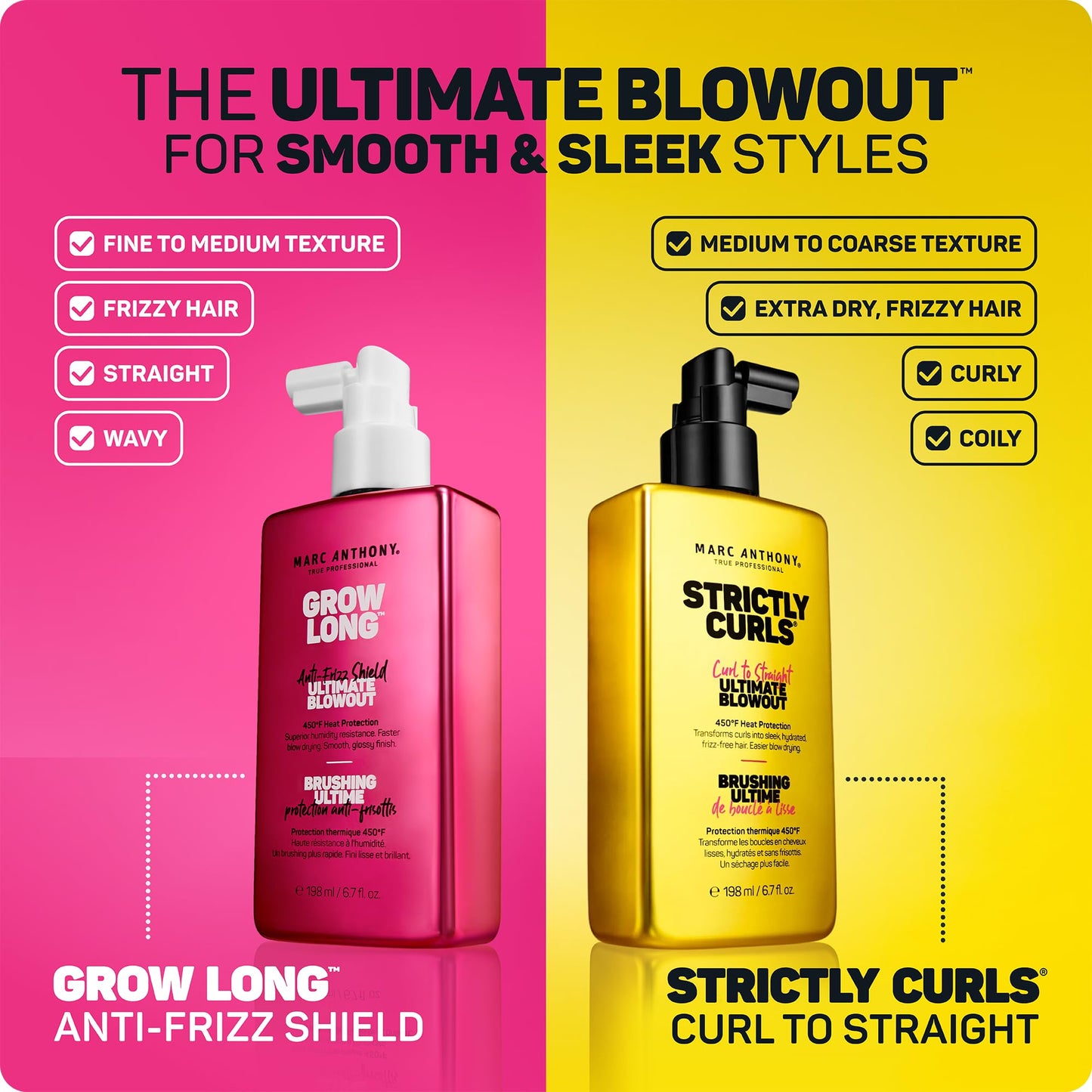 Marc Anthony Anti-Frizz Shield Ultimate Blowout Spray, Grow Long - Smooth, Shiny Hair in High Humidity - Heat Protectant - 6.7 oz | Grow Long, Pack of 1
