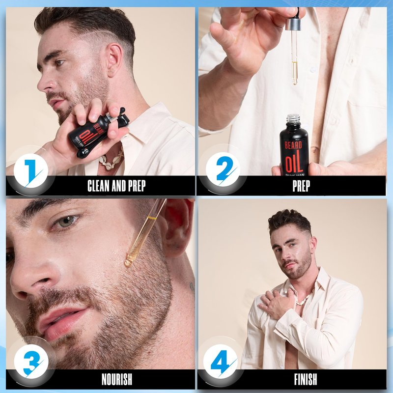 RHYS MAN Beard Oil for Men – Father Gifts, Natural Beard Oil for Fuller-Looking Beard Appearance, Softens & Conditions Facial Hair, Lightweight Daily Grooming Essential, Gift for Him (1.7 fl oz)