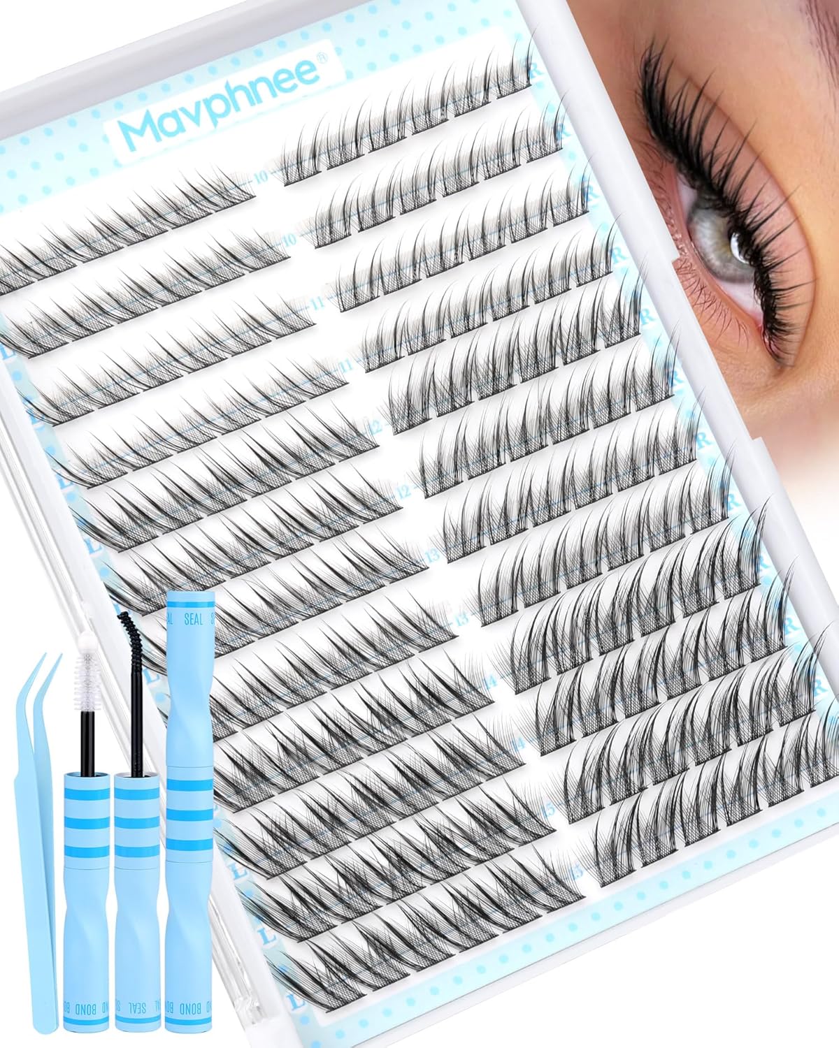 Fox Eye Lash Clusters - J-Curly Individual Eyelash Extensions | 144 Pcs, 10-15MM Wispy Cat Eye Design