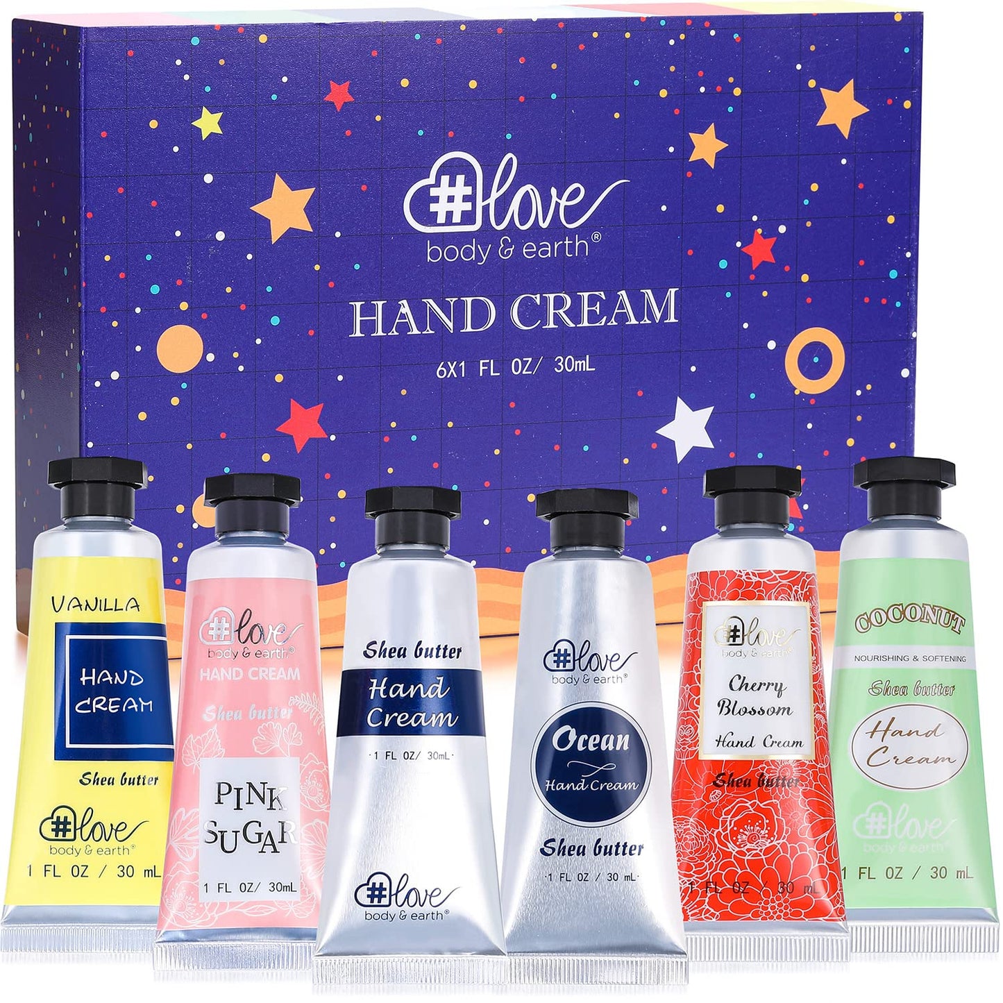 Hand Cream Gift Set - Mini Moisturizing Lotion for Dry Hands | 6 x 1 OZ Travel Size