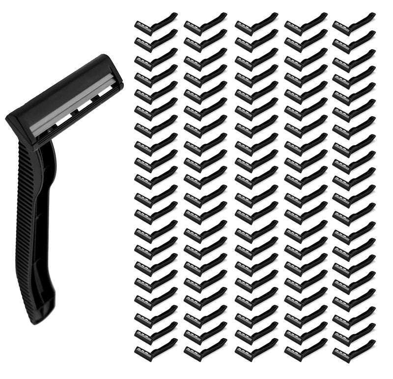 1,000 Box of Low-Cost Bullet Blades Black Razor Blades Disposable Stainless Steel Hospitality Quality Shavers High End Twin Blade Razors for Men and Women