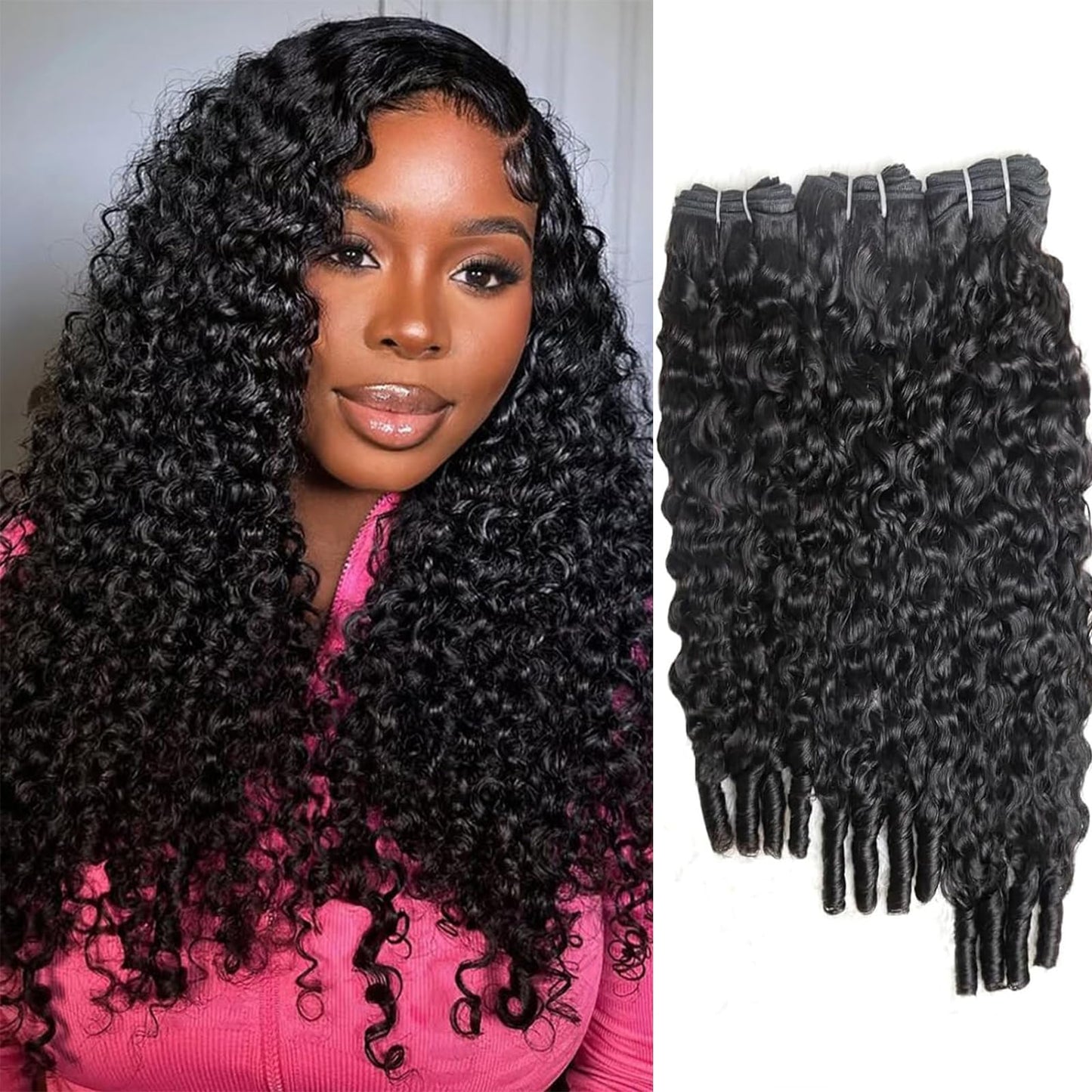Sdferlin 12A Burmese Curly Bundles Human Hair 3C4A 100% Unprocessed 20 22 24 Inch Curly Human Hair Bundles Water Wave Quick Weave with Spiral Curly End Hair Extensions