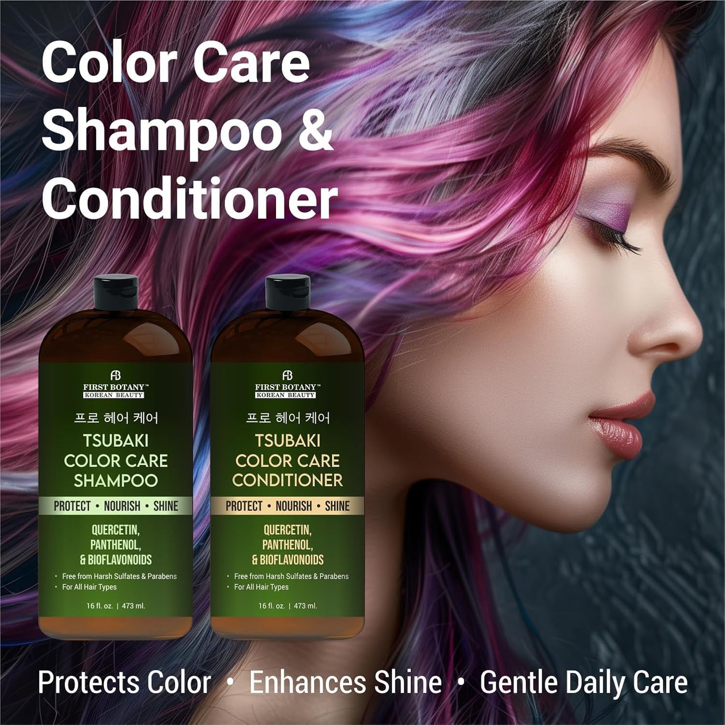 Color Care Shampoo & Conditioner Set - Nourishing Formula with Tsubaki & Quercetin | 16 fl oz
