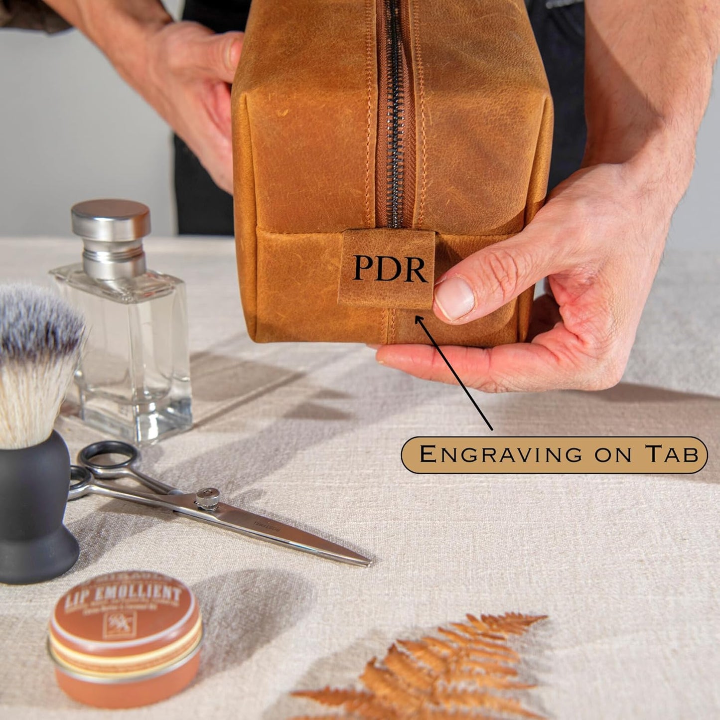 Personalized Leather Toiletry Bag - Custom Travel Dopp Kit for Men | Ideal Gift for Dad, Husband, Groomsmen
