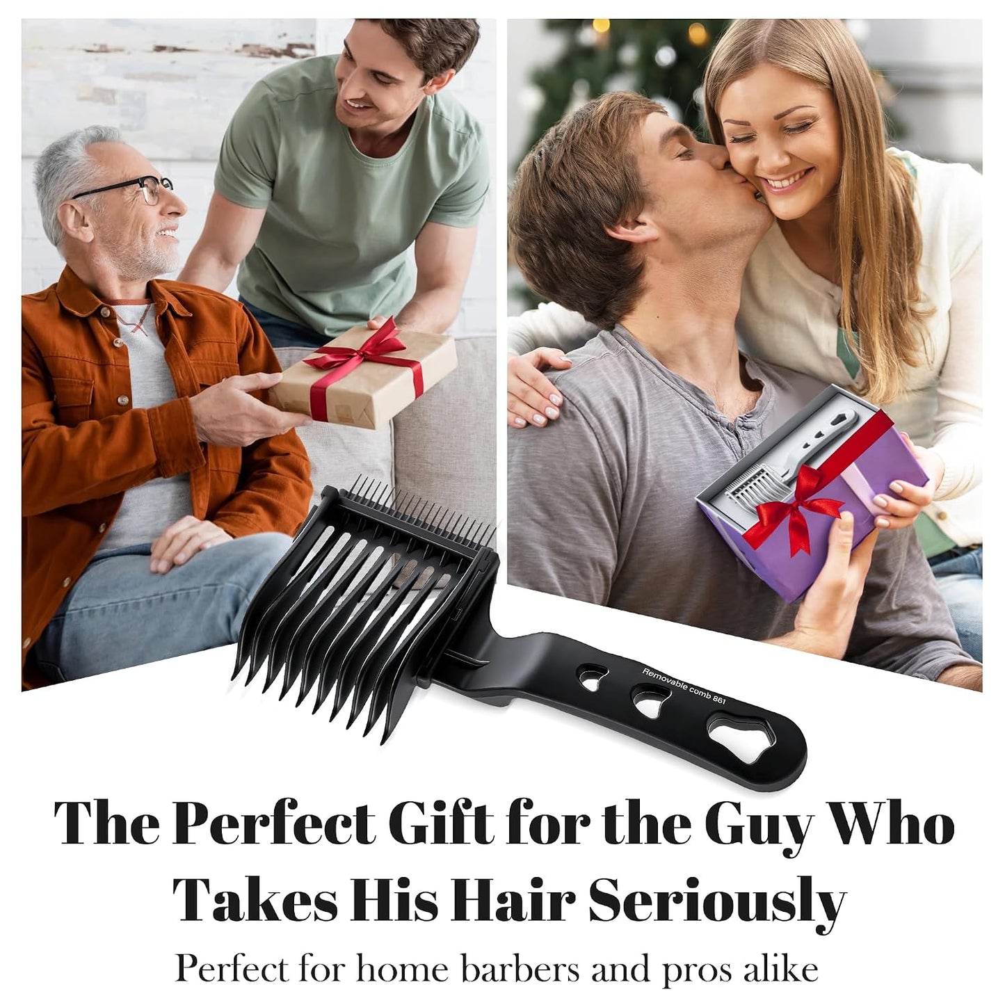 Detachable Blend Friend Fade Comb Set - 4-in-1 Pro Hair Cutting Tools for Men | Compatible with All Hair Clippers (Black)