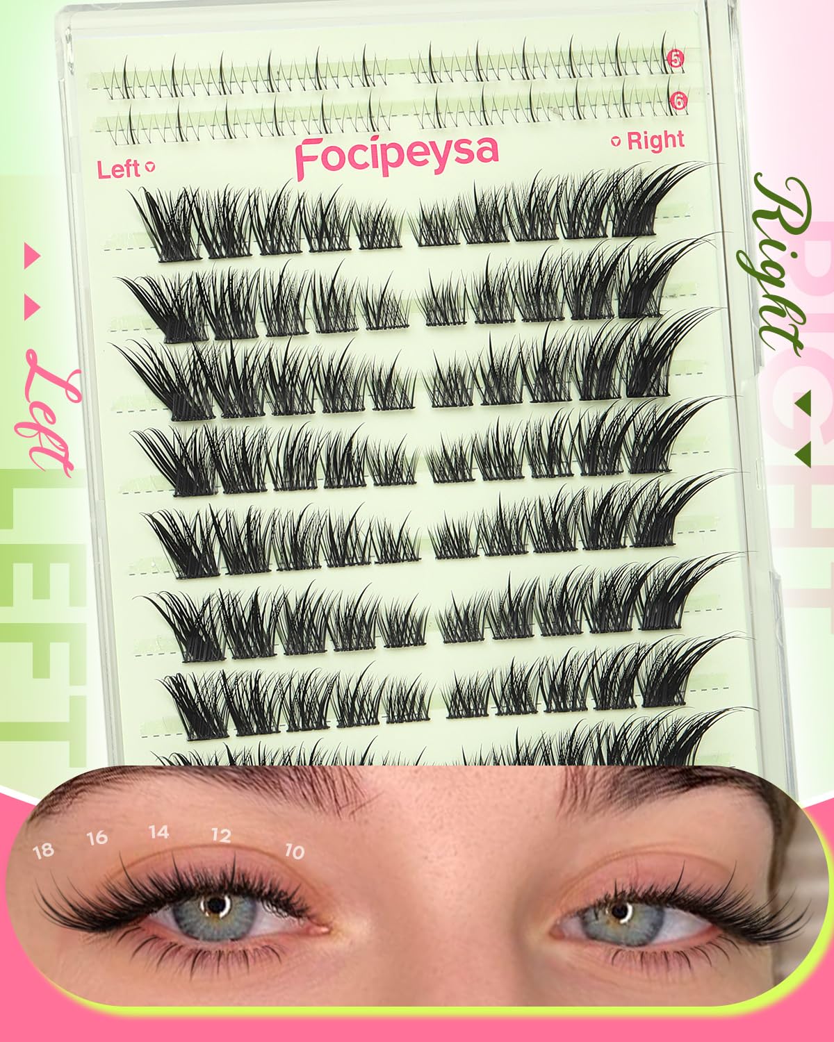 Wispy Lash Clusters - Spiky Eyelash Extensions for Fox Eye Look | 10-18mm Individual Lashes