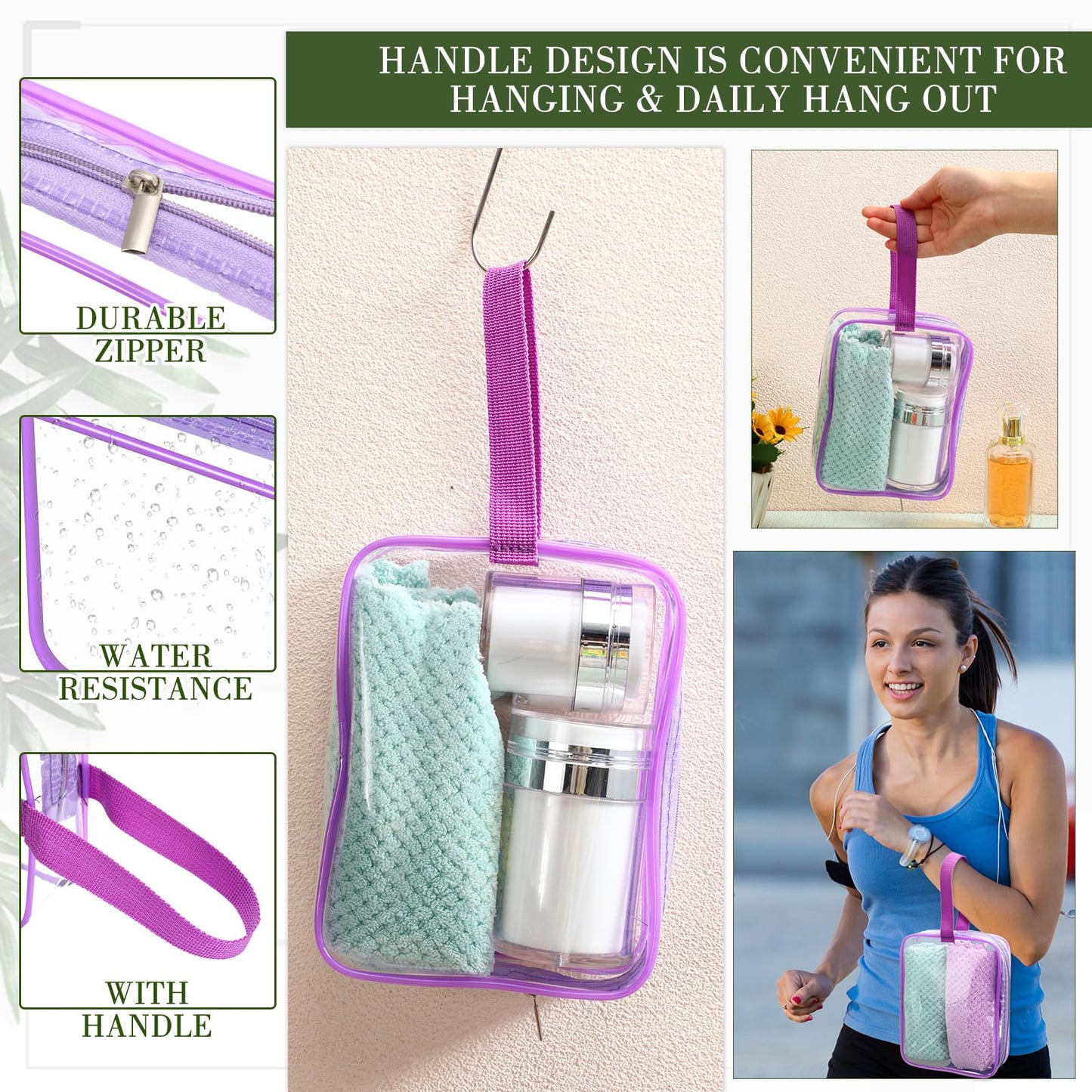 Silkfly 24 Pack Vivid Color Clear Toiletry Bag PVC Travel Cosmetic Bag with Handle Strap Makeup Pouch with Zipper for Women Summer Vacation Salon Teacher Gift