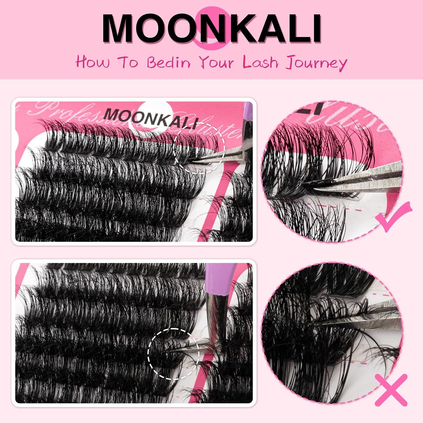 Lash Clusters - 3D Full Eyelash Extensions | Mix of 60D, 80D, 100D, 12-18MM, Waterproof, DIY Fake Mink