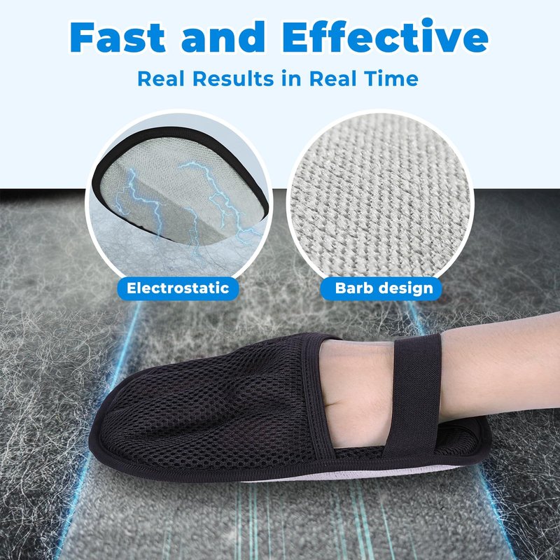 GRENTY 2 PCS Pet Hair Removal Glove for Dogs & Cats, Upgraded Five-Finger Electrostatic Pet Hair Remover, Pet Hair Removal Tool for Clothing, Carpets, Sofa Gaps, and Car Seat