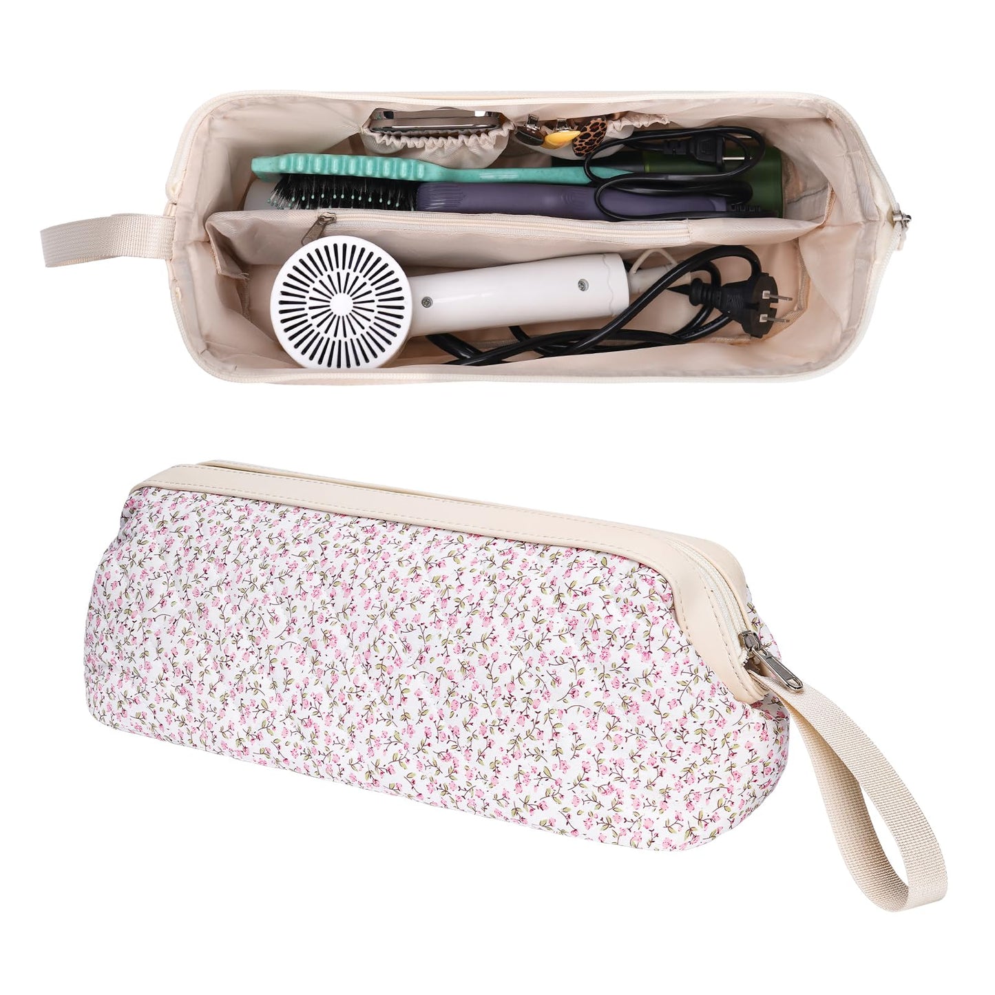 idoltimes Hair Tools Travel Bag, Quilted Hair Tool Bag for Women, Portable Hair Dryer Organizer Case Compatible with Dyson Airwrap Styler