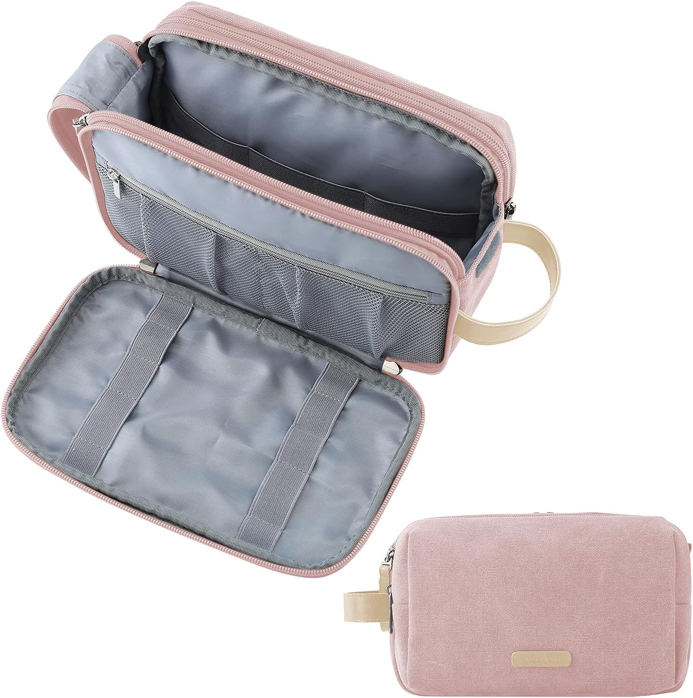 Toiletry Bag for Men - Water-Resistant Canvas Travel Organizer | Medium Grey Dopp Kit
