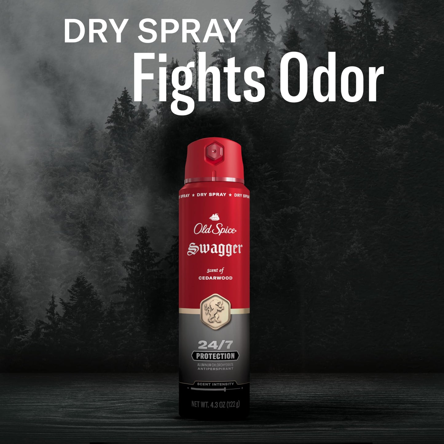 Old Spice Dry Spray Antiperspirant Deodorant for Men, 24/7 Sweat & Odor Protection, 24/7 Sweat Defense & Lasting Freshness, Swagger with Cedarwood Scent, 4.3 oz (Pack of 3)