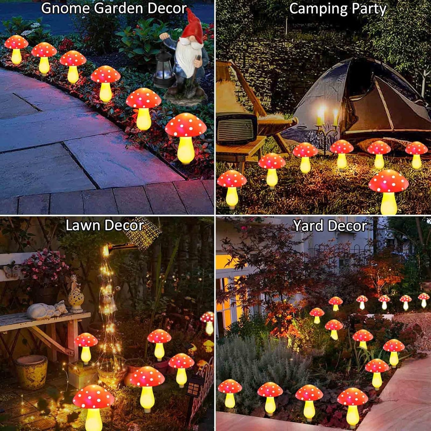 Solar Mushroom Lights - 8 Pack Waterproof Solar Garden Decor | 8 Lighting Modes for Outdoor Pathway & Landscape