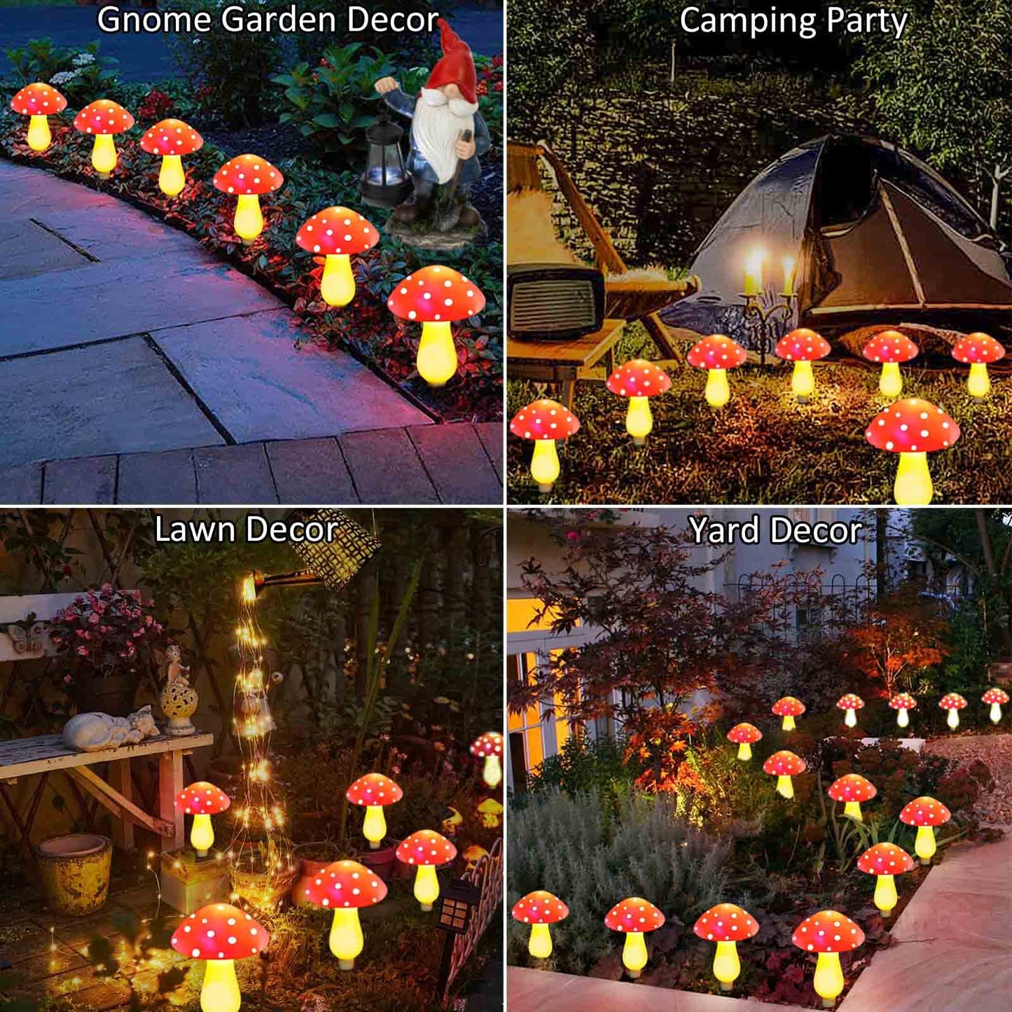 8 Pack Waterproof Solar Mushroom Lights Outdoor Decor, 8 Modes IP65 Waterproof for Garden Pathway Yard Easter Halloween Christmas Patio Landscape Decoration