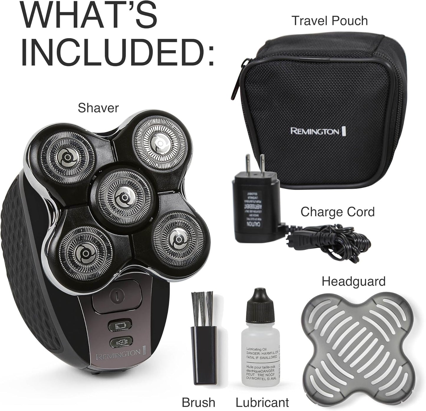 Remington Balder Pro XR7000 Head Shaver - Cordless Electric Razor with 5 Rotary Blades | Waterproof, Rechargeable, Pop-Up Trimmer