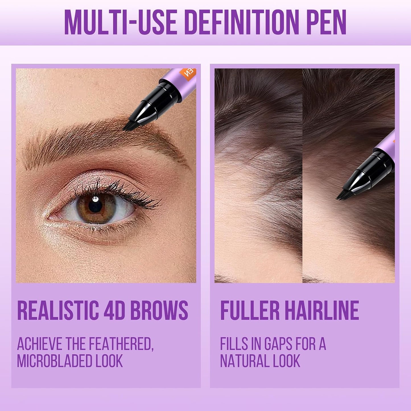 Eyebrow Pen - 4D Micro Brush-Tip for Natural Hair-Like Strokes | Waterproof Light Brown, Long-Lasting Fluffy Brows