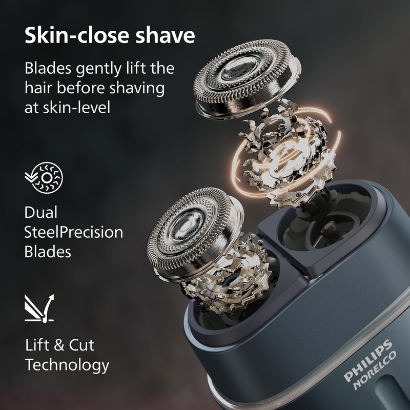 Philips Norelco Shaver 700 Series - Compact Electric Shaver, Lift & Cut System, Dual SteelPrecision Blades, 4D Flex Heads, Wet & Dry Shave, Travel Case, Model S794/94