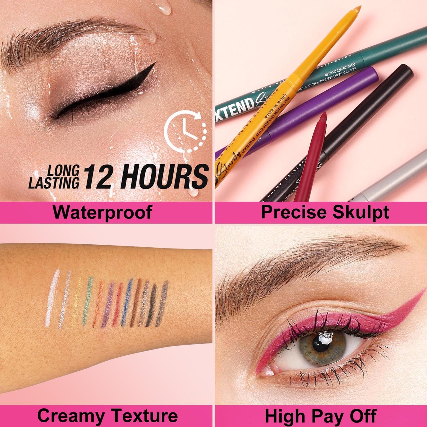 Hyesamyo Quick-Drying Smooth-Glide Cream Eyeliner Set, 12 Versatile Shades Available, Waterproof Smudge-Proof Long-Lasting, Beginner-Approved, Safe for Sensitive Eyes & All Skin Types #05