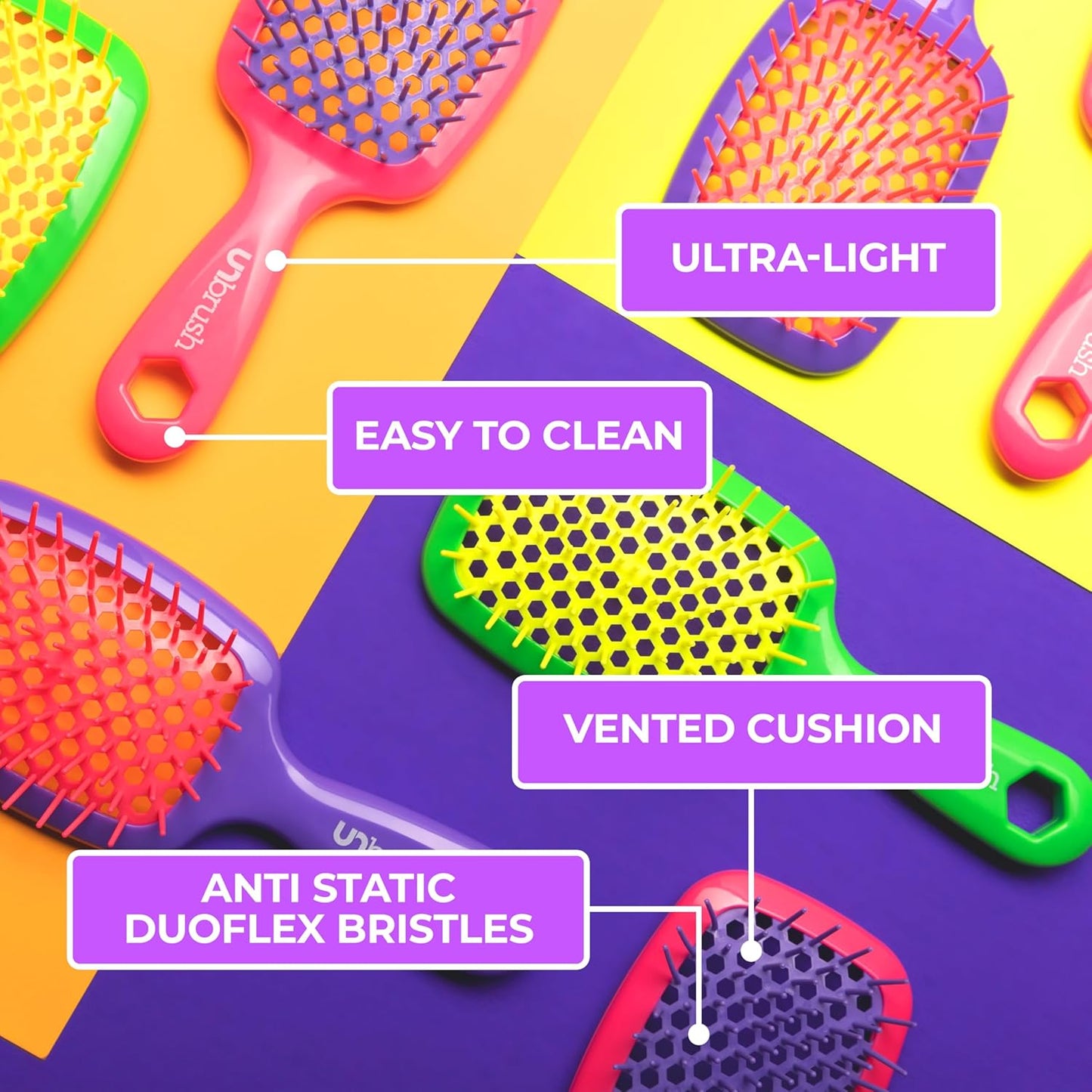 FHI Heat Detangling Brush - Pain-Free Brushing for All Hair Types | Lightweight, Anti-Static DuoFlex Bristles