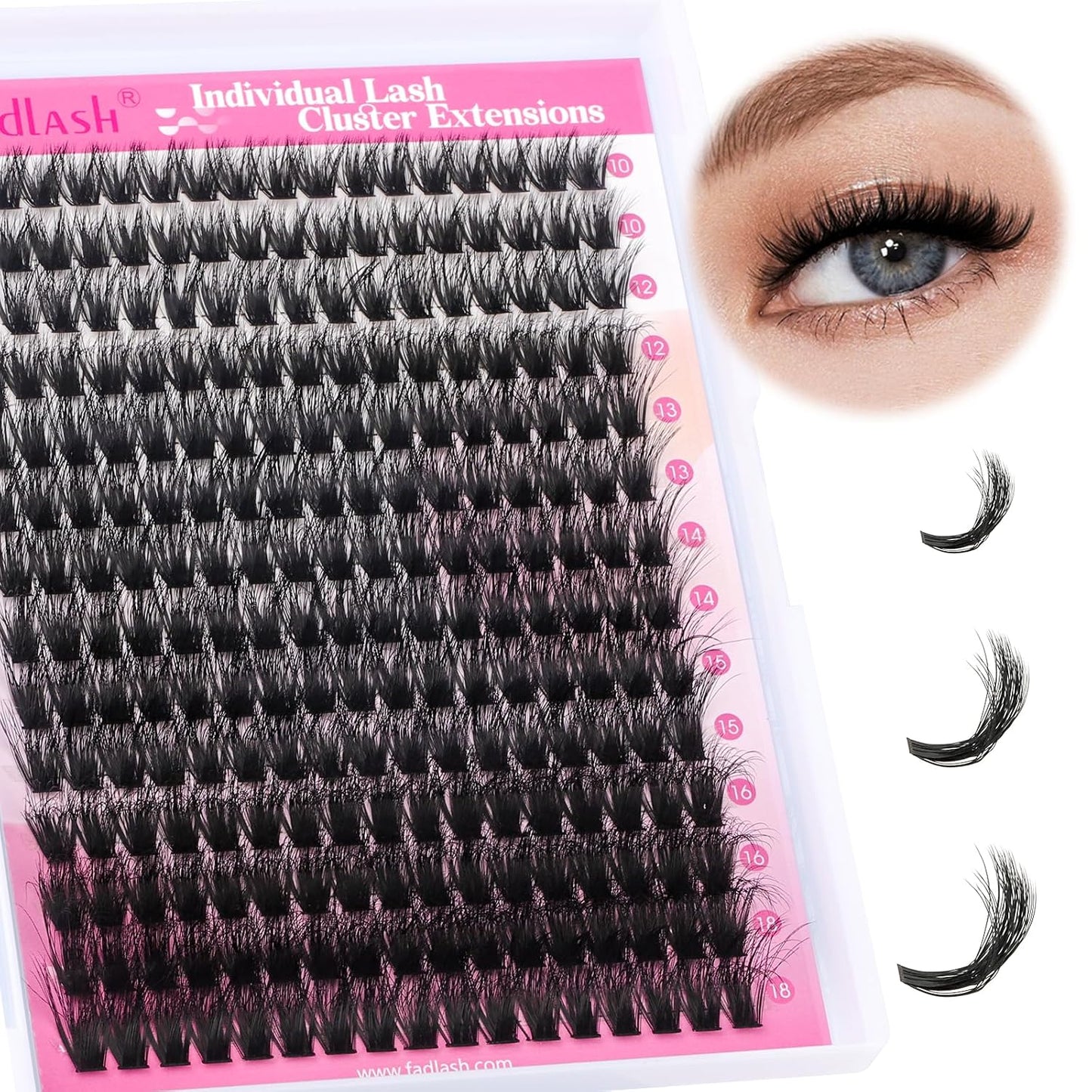 Cluster Lashes - D Curl Wispy Individual Eyelash Extensions for Natural Look | Reusable Fluffy DIY Kit (12-18mm Mix)