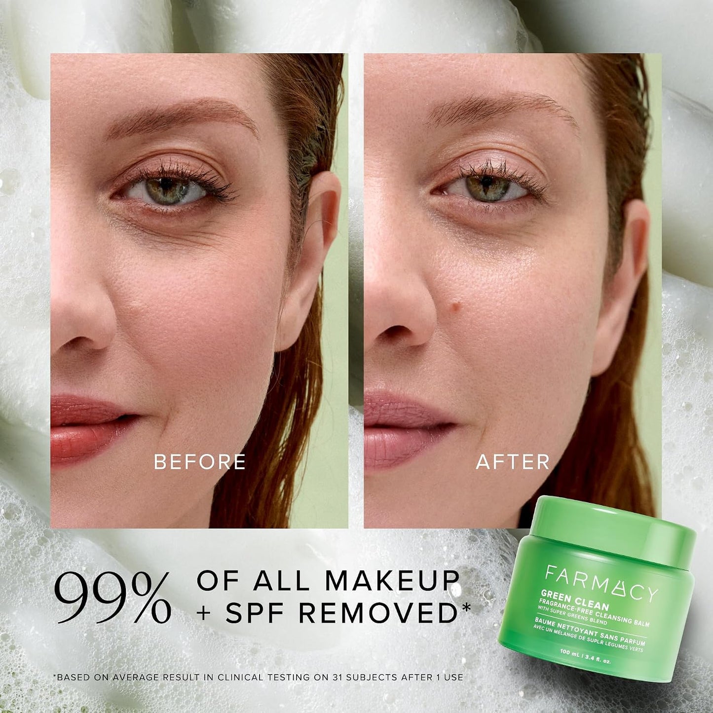 Farmacy Sensitive Skin Makeup Remover Balm - Green Clean Waterproof Oil Cleanser | Hydrating & Fragrance-Free (30ml)