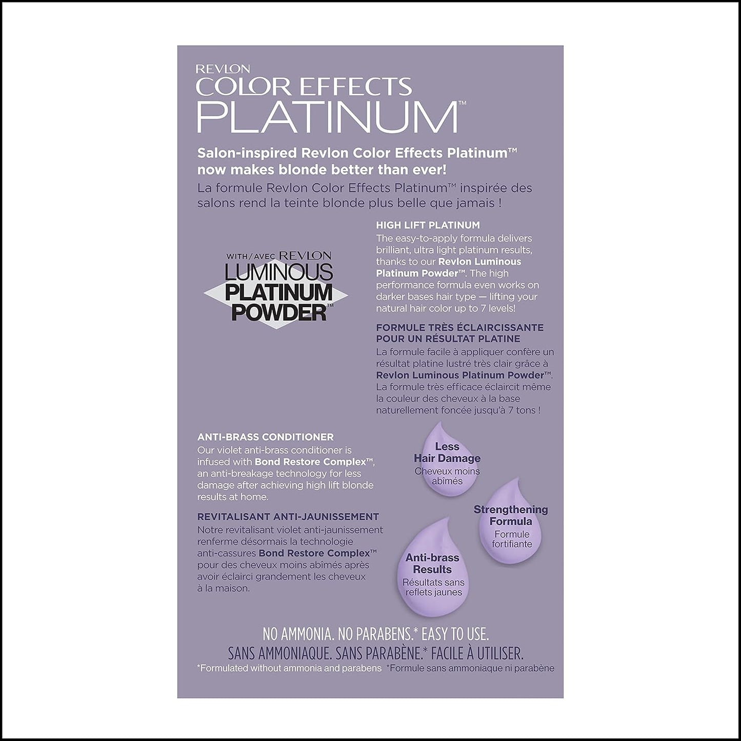 Revlon Color Effects Permanent Highlighting Kit - Ammonia & Paraben Free Hair Dye, 60 Platinum, 8 Oz