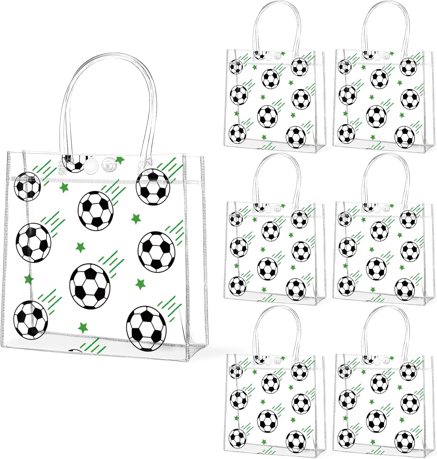 Softball Clear PVC Gift Bags - 24Pcs Sport Theme Goodie Treat Tote Bags | 8 x 8 x 3In for Boys Birthday Party & Baby Shower Decor