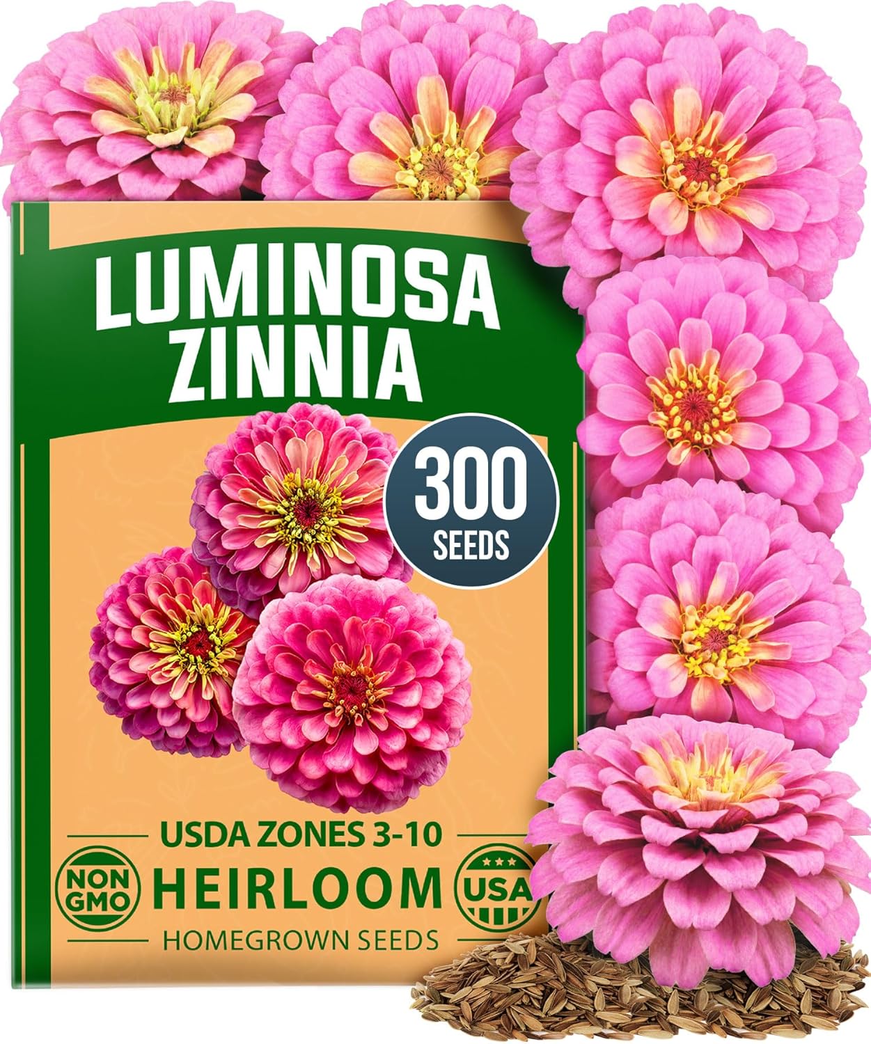 Zinnia Dahlia Seeds Pack - Non-GMO 524 Flower Seeds for Vibrant Pollinator Gardens | Easy-to-Grow Outdoor Blooms