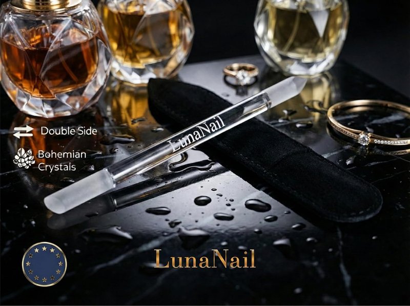 Glass Cuticle Pusher - Premium Double-Sided Manicure Tool for Gentle Nail Care | Hygienic & Durable Velvet Case