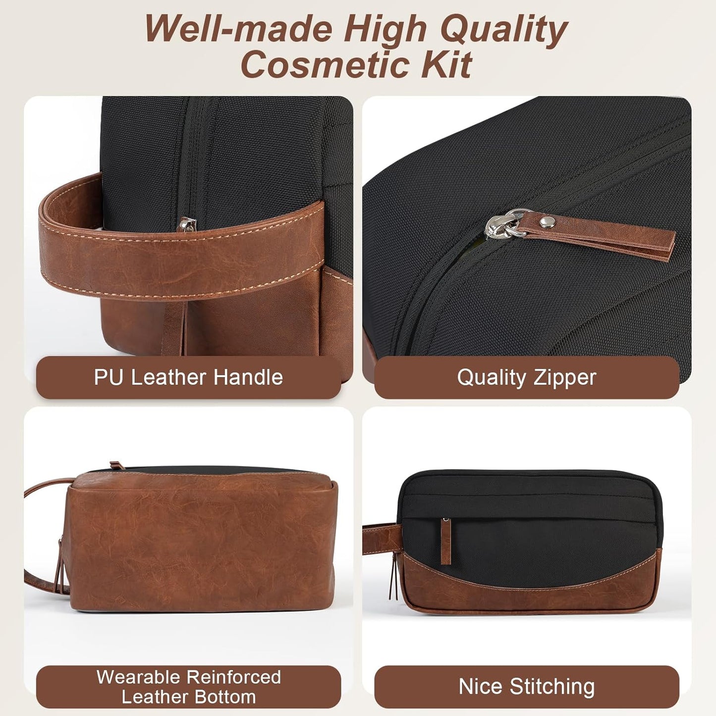 Travel Toiletry Bag - Water Resistant Hanging Organizer for Men | Large Capacity, Black Medium
