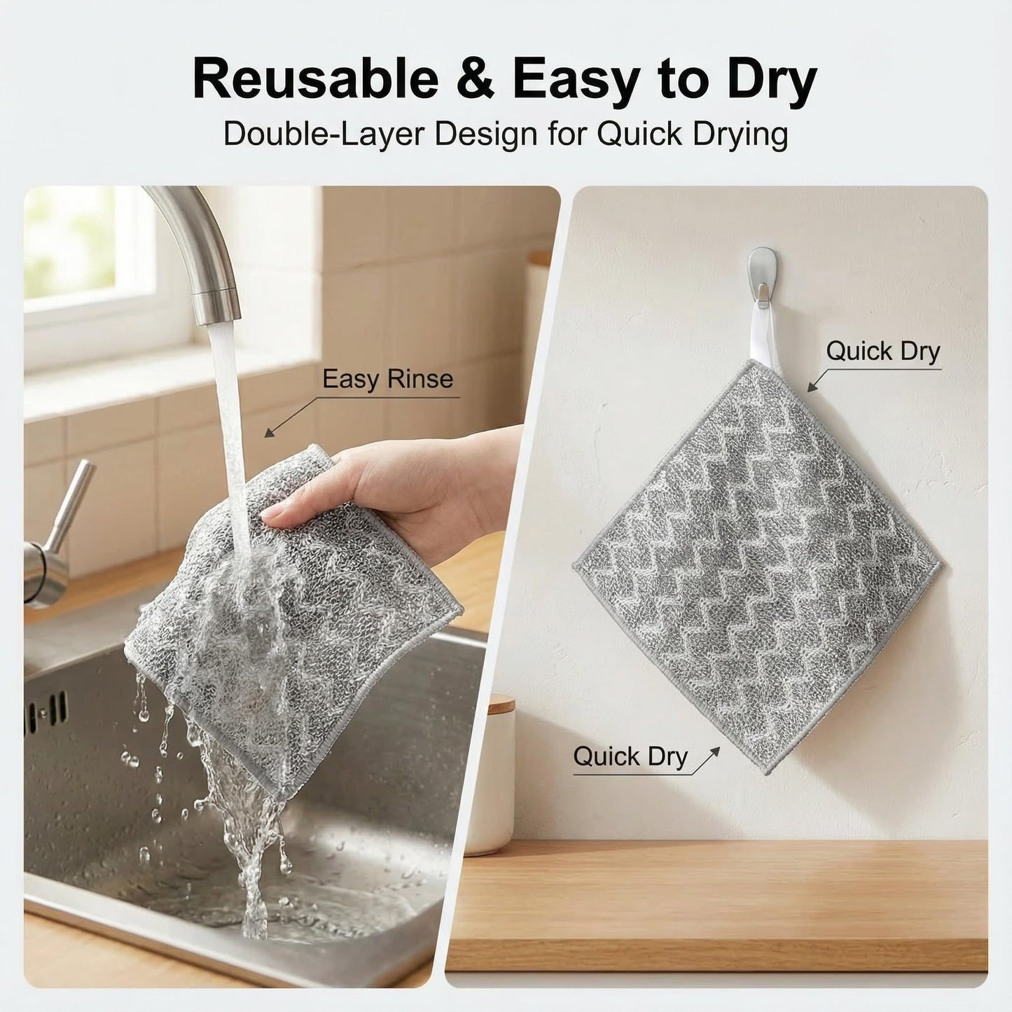 7 Pack Metal Dish Cloth, Non Scratch & Odor Steel Wool Scrubber | Reusable & Multipurpose Wire Dishwashing Rag for Wet & Dry Cleaning | Safe for Dishes, Sinks, Stove Tops & Nonstick Cookware