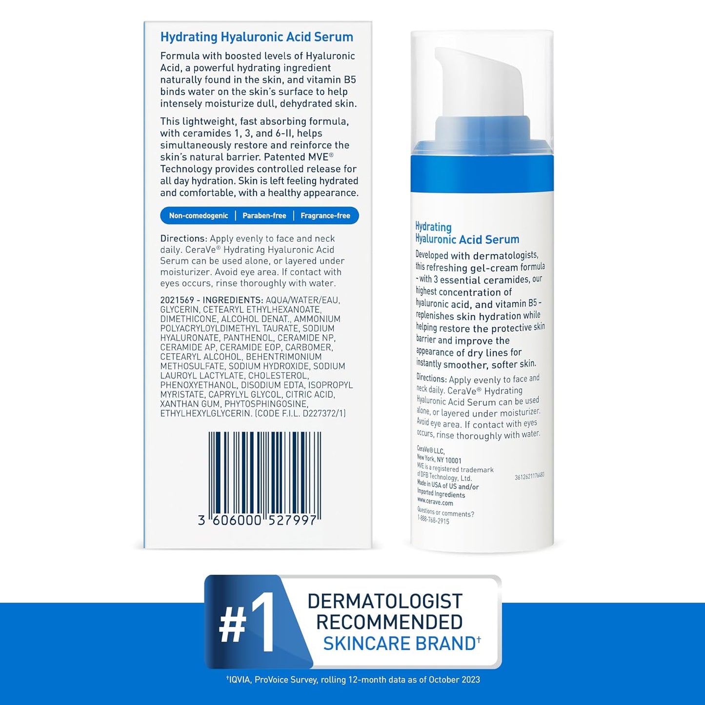 CeraVe Hyaluronic Acid Serum - Hydrating Face Serum with Vitamin B5 & Ceramides | 1 Ounce