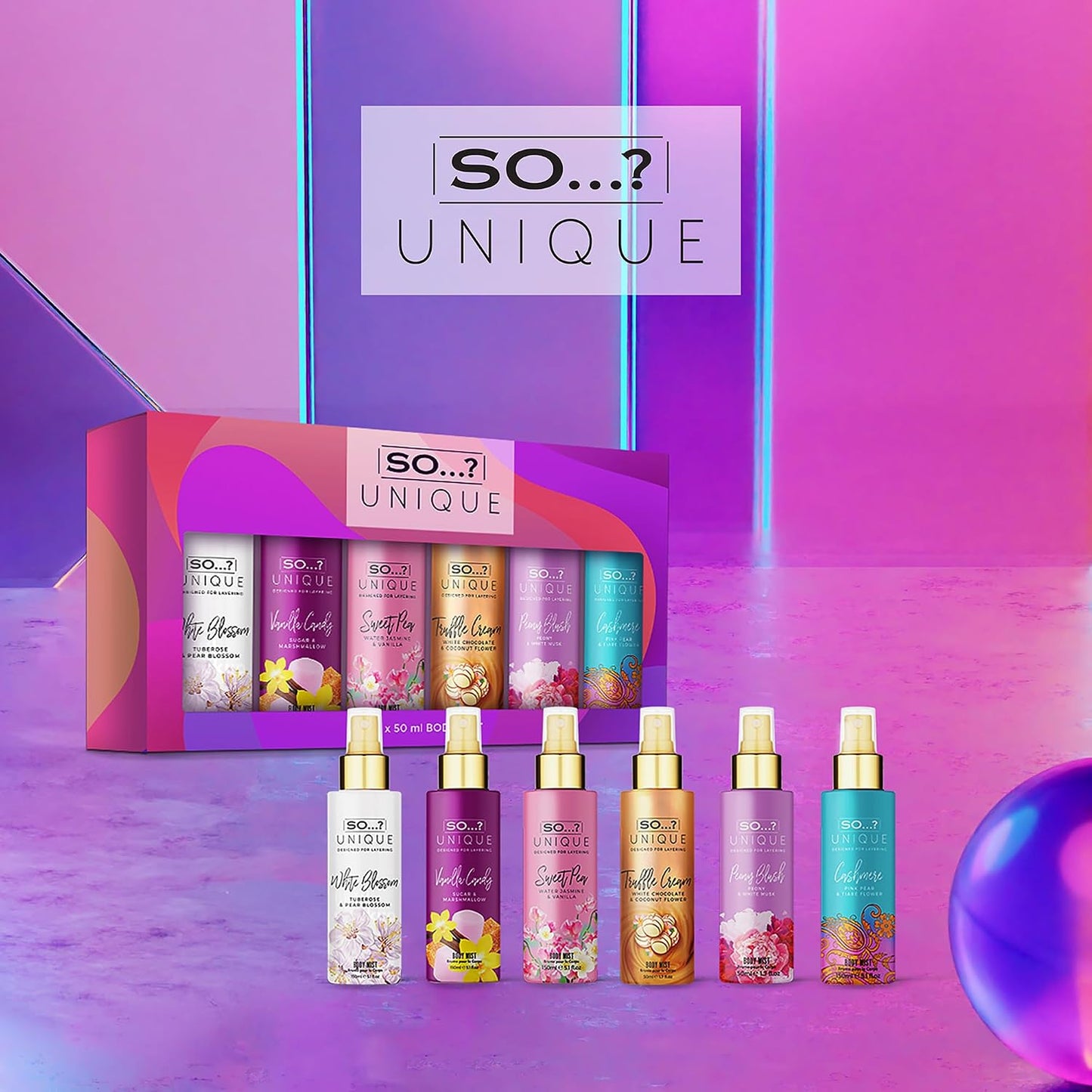 Unique Body Mist Set - Floral & Sweet Perfume Sprays for Women | 6 Travel Size Body Sprays, 6-Hour Wear