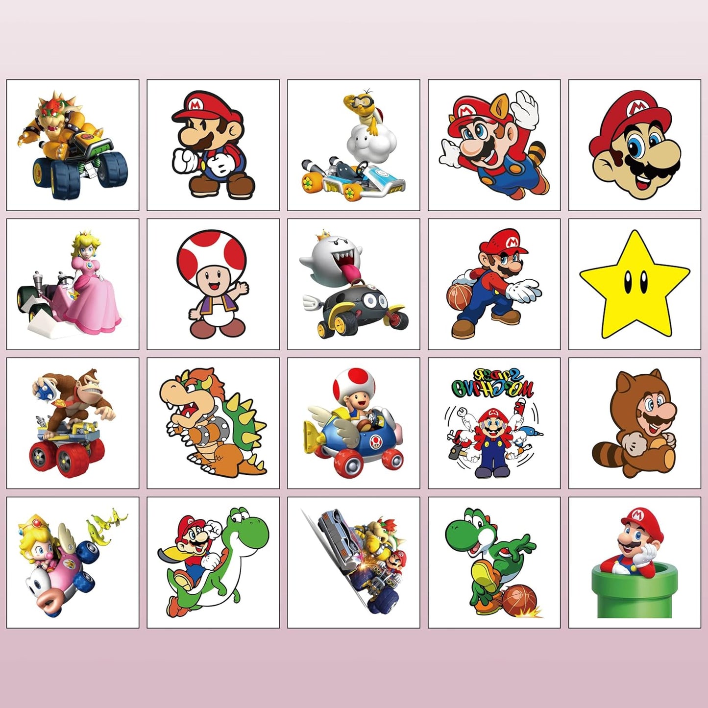 Mario Temporary Tattoos - 20 Pcs for Teens Birthday Party Favors | Fun Stickers & Game Rewards