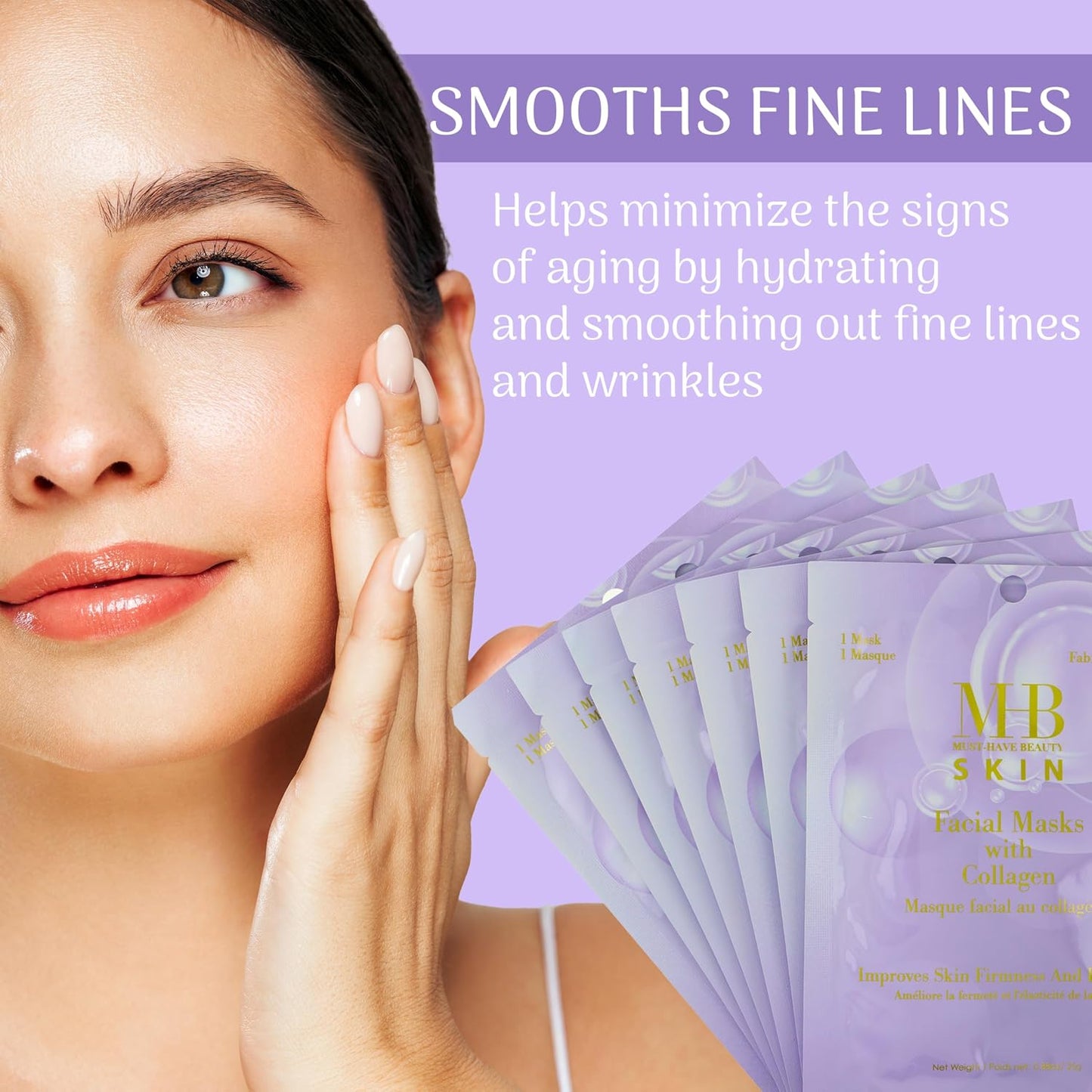 Collagen Sheet Mask Set - 7pc Firming Facial Masks | Hydrolyzed Collagen for Youthful Skin | Korean Skincare