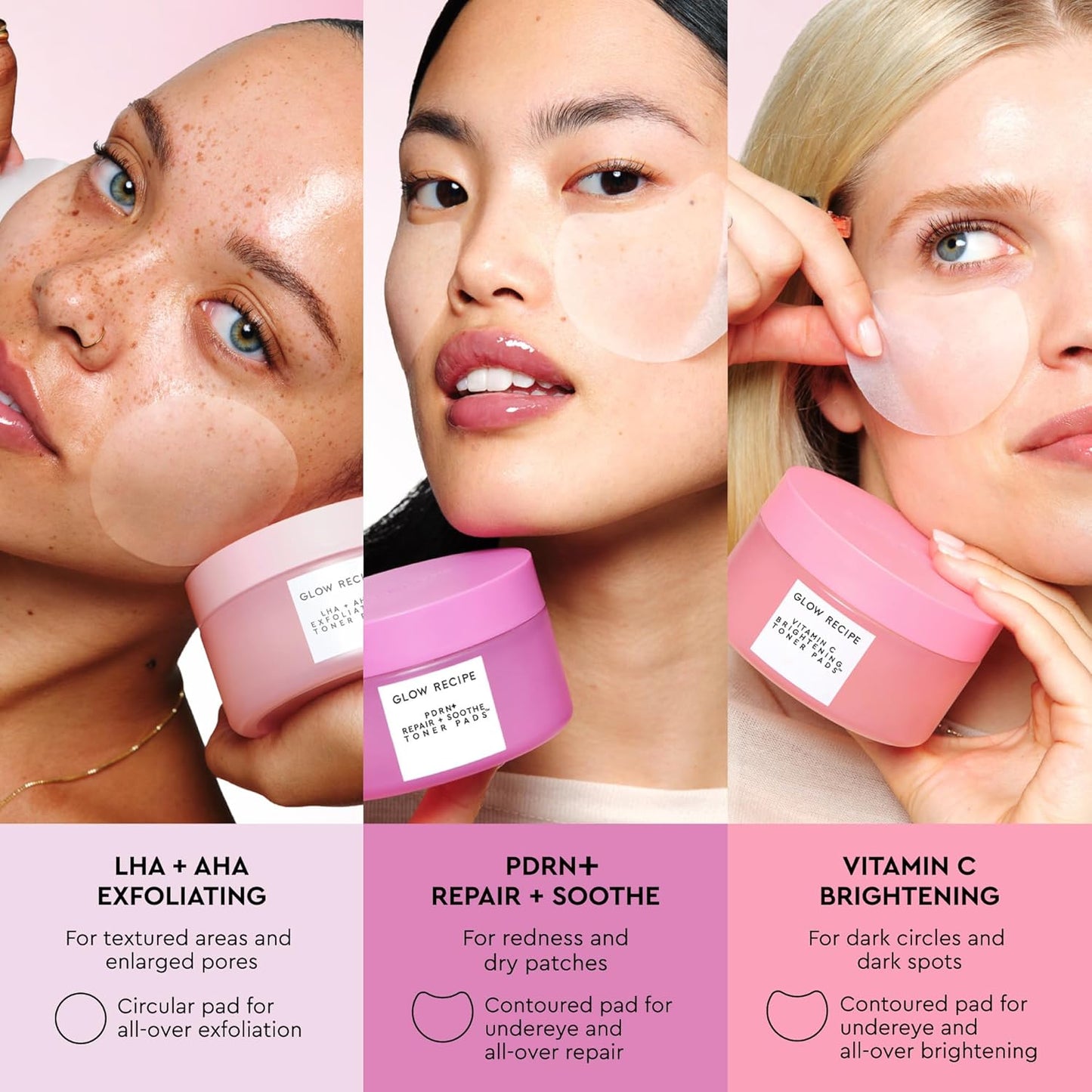 Glow Recipe LHA + AHA Toner Pads | Korean Exfoliating Face Toner - Hydrating & Pore Minimizing - 60 Gentle Pads